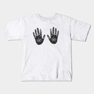 Witchy Cosmic Hands Black Kids T-Shirt